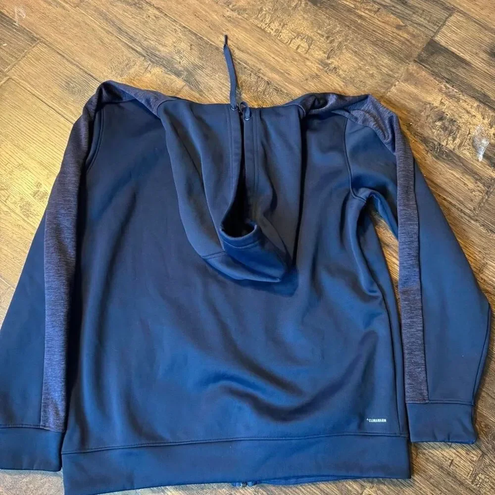 Adidas Men's Navy and Blue Hoodie